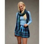 AE Flannel Boxer Sleep Shorts - Blue