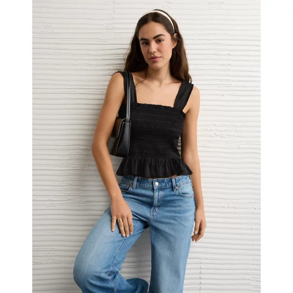 AE Smocked Tank Top - Black