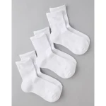 AE Solid Cropped Crew Socks 3-Pack - White