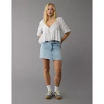 AE Stretch High-Waisted Perfect Denim Mini Skirt - Light Blue