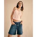 AE 8" Dreamy Drape Stretch Low-Rise Baggy Jort - Dark Vintage Wash