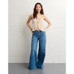 AE Tie Front Ruffle Trim Tank Top - Cream