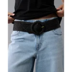AE Wide Raffia Belt - Black