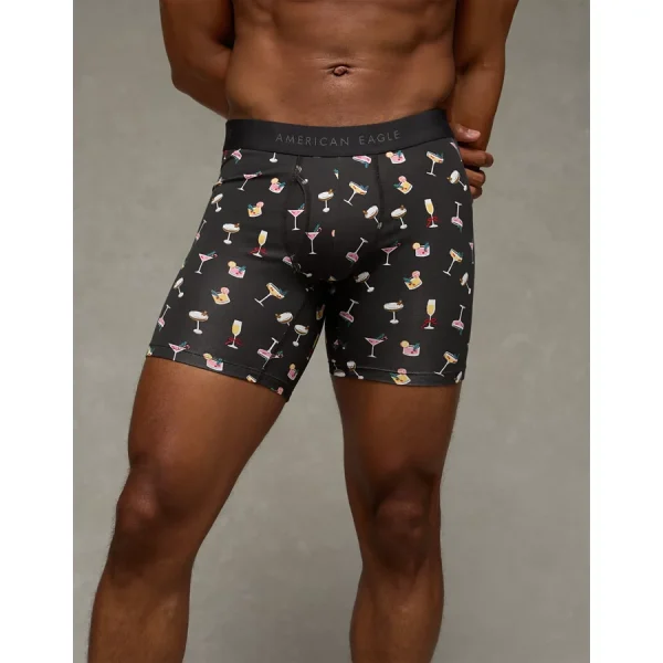 AEO Men's Christmas Cocktails 6" Classic Boxer Brief - Black