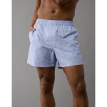 AEO Men's Striped Poplin Pocket Boxer Short - Rich Navy