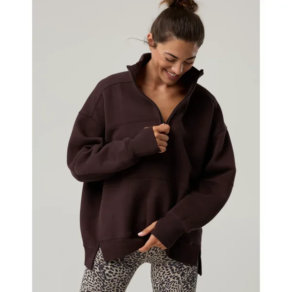 OFFLINE By Aerie Cloud Fleece Quarter Zip Sweatshirt - Deep Earth