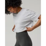 OFFLINE By Aerie Let's Stretch Cropped T-Shirt - Medium Heather Gray