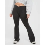 OFFLINE By Aerie Real Me High Waisted Crossover Flare Legging - Smoked Gray
