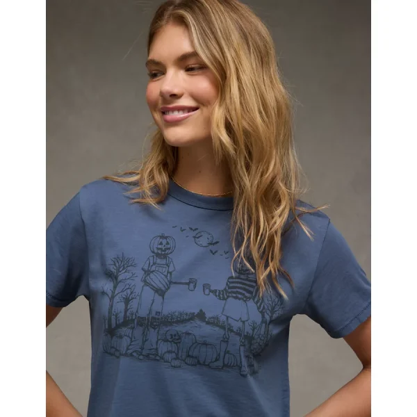 AE Ex-Boyfriend Halloween Graphic T-Shirt - Navy