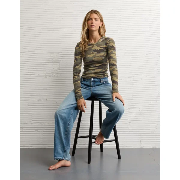 AE Long Sleeve Cozy Crew Neck T-Shirt - Olive