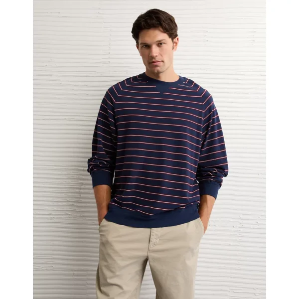 AE Long Sleeve Piqué T-Shirt - Navy