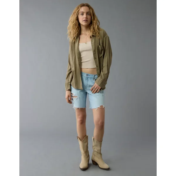 AE Perfect Button-Up Shirt - Olive