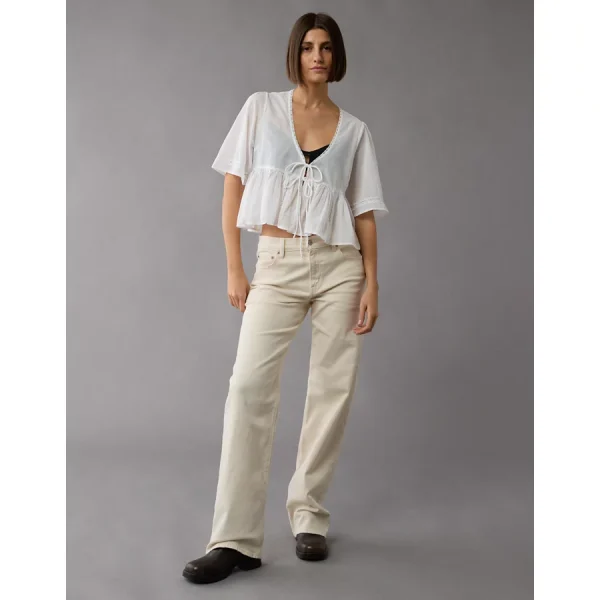 AE Tie Front Bell Flyaway Shirt - White