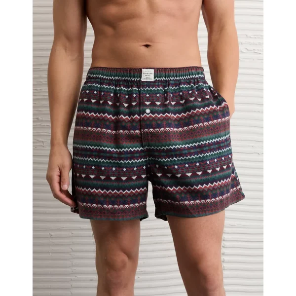 AEO Fairisle Flannel Pocket Boxer Short - Red