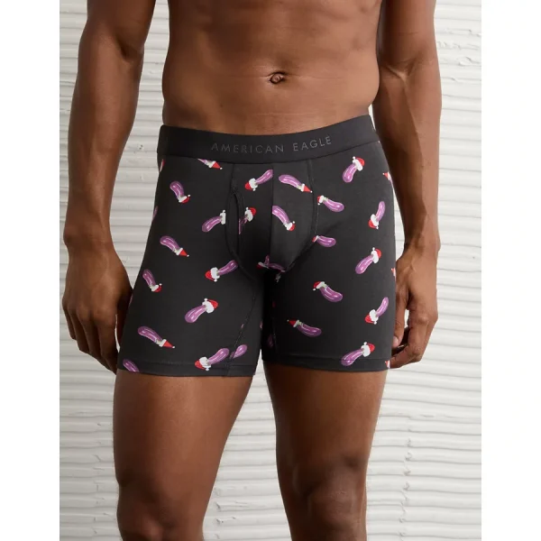 AEO Men's Eggplant Santa 6" Classic Boxer Brief - Charcoal