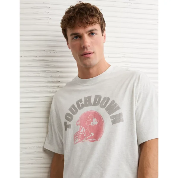 AE Boxy Mickey Mouse Graphic T-Shirt - Light Heather Gray