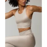 OFFLINE By Aerie Goals Gloss High Neck Sports Bra - Stone Harbor