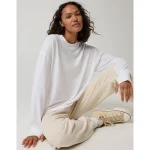 OFFLINE By Aerie Let's Stretch Long Sleeve Boyfriend T-Shirt - White