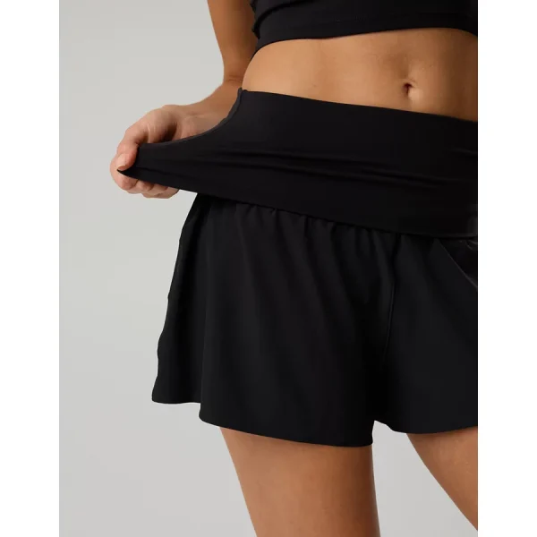 OFFLINE By Aerie Real Me Foldover Flowy Short - True Black