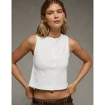 AE Button-Up Tank Top - Raw White