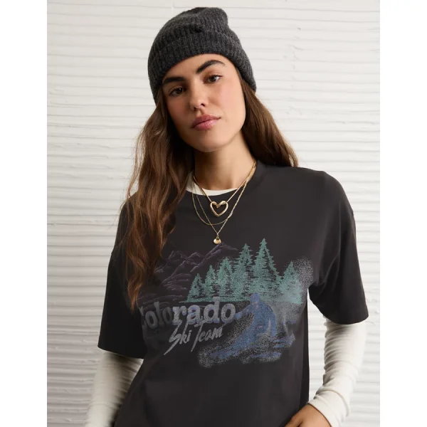 AE Colorado Oversized Graphic T-Shirt - Washed Black