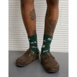 AE Graphic Terry Crew Socks - Pine