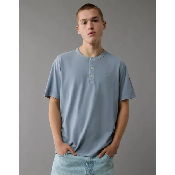 AE Lived-In Henley T-Shirt - Ice Blue