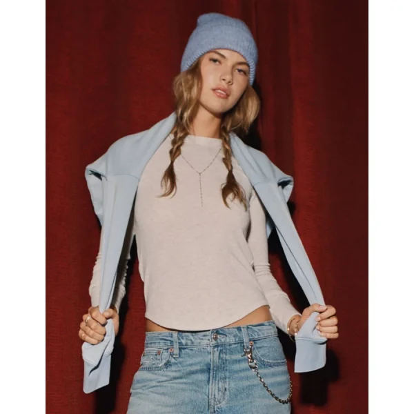 AE Long Sleeve Cozy Crew Neck T-Shirt - Light Heather Gray