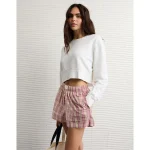 AE Plaid Boxer Sleep Short - Pink