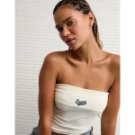 AE Pride Foldover Graphic Tube Top - Cream