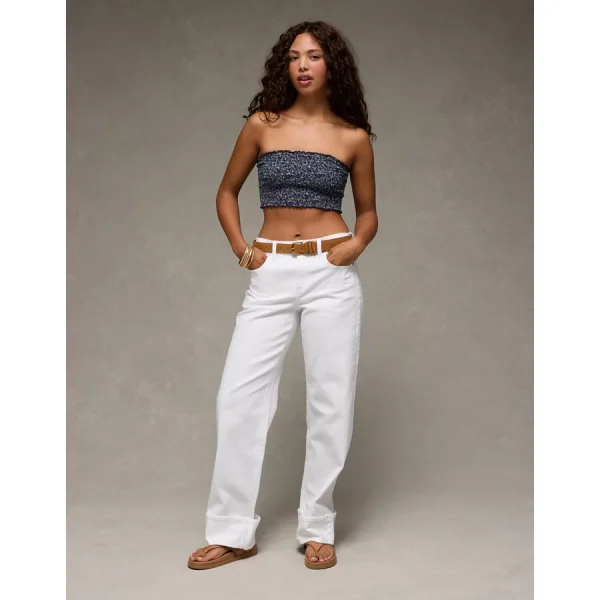 AE Sunchaser Knit Smocked Bandeau - Blue Garden