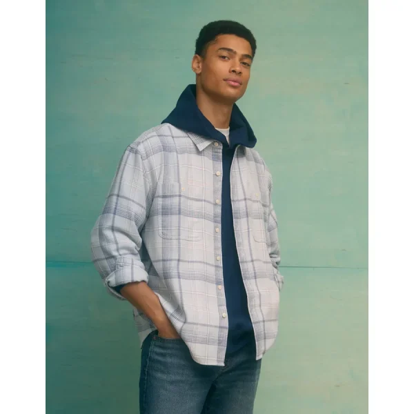 AE Textured Flannel Shirt - Blue