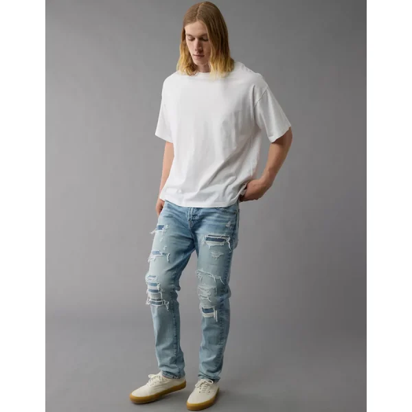AE AirFlex+ Patched Athletic Fit Jean - Light Destroy Wash