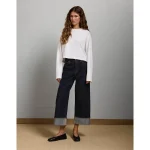 AE77 Premium Wide Crop Cuff Jean - Dark Rinse