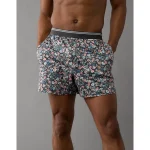 AEO Men's Floral Ultra Soft Pocket Boxer Short - Charcoal