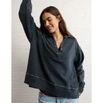 AE Big Hug Henley Sweatshirt - True Black