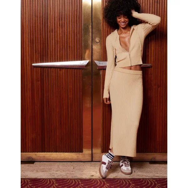 Aerie Late Night Midi Skirt - Koko Brown