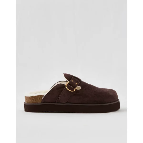 Aerie Suede Platfrom Clogs - Brown