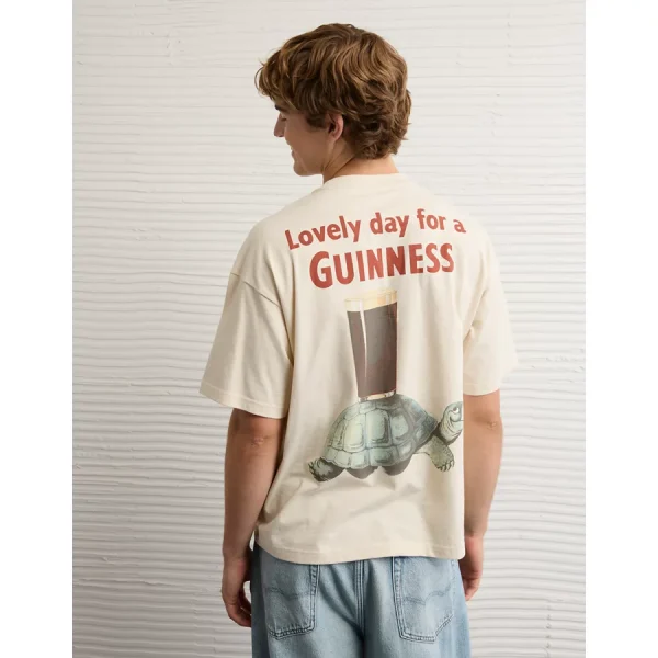 AE Boxy Guinness Graphic Pocket T-Shirt - Bone Khaki