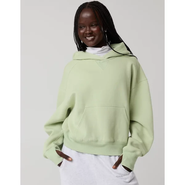 OFFLINE By Aerie Cloud Fleece Classic Length Hoodie - Dusty Sage