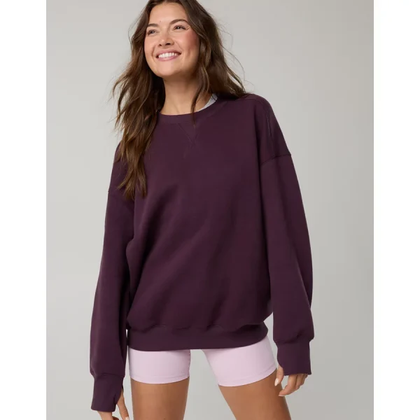 OFFLINE By Aerie Cloud Fleece Oversized Crewneck Sweatshirt - Cool Berry