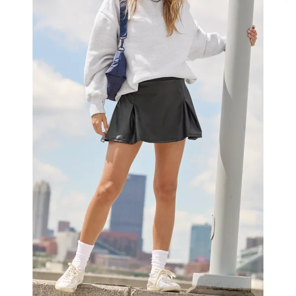 OFFLINE By Aerie Real Luxe Faux Leather Mini Skirt - True Black