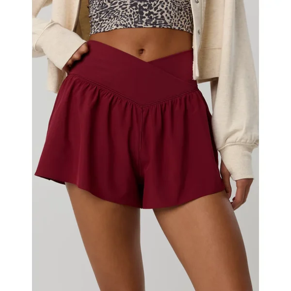 OFFLINE By Aerie Real Me Crossover Flowy Short - Deep Cherry