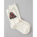 AE Christmas Tree Crew Socks - Chalk