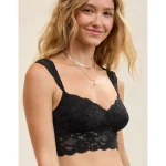 Show Off Chenille Lace Wireless Bralette - True Black