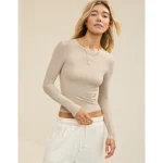 SMOOTHEZ Long Sleeve Crew T-Shirt - Stone Harbor