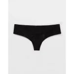 SMOOTHEZ No Show Lace Thong Underwear - True Black