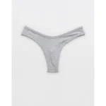 Superchill Cotton Rib Thong Underwear - Medium Heather Gray