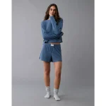 AE Luxe Plush Waffle Tee + Short Lounge Set - Navy