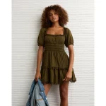 AE Puff Sleeve Smocked Tiered Mini Dress - Briar